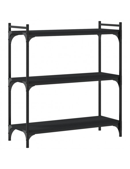 Libreria a 3 Ripiani Nera 80x30x86 cm in Legno Multistrato