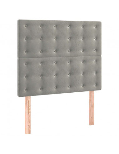 Giroletto con Testiera Grigio Chiaro 90x200 cm in Velluto