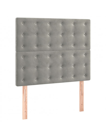 Giroletto con Testiera Grigio Chiaro 90x200 cm in Velluto