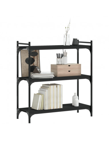 Libreria a 3 Ripiani Nera 80x30x86 cm in Legno Multistrato
