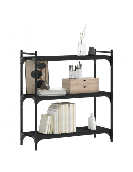 Libreria a 3 Ripiani Nera 80x30x86 cm in Legno Multistrato