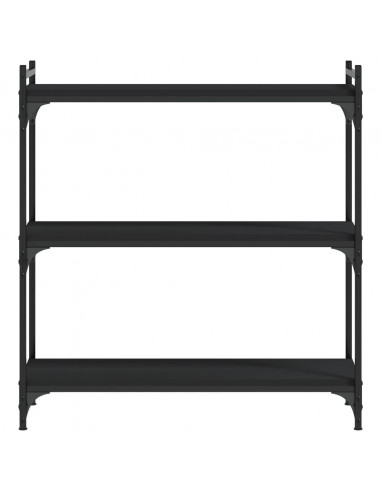 Libreria a 3 Ripiani Nera 80x30x86 cm in Legno Multistrato