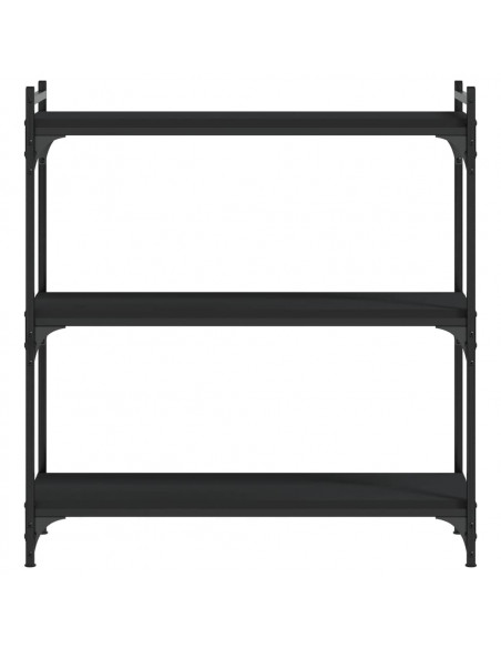 Libreria a 3 Ripiani Nera 80x30x86 cm in Legno Multistrato