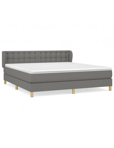 Giroletto a Molle con Materasso Grigio Scuro 180x200 cm Tessuto