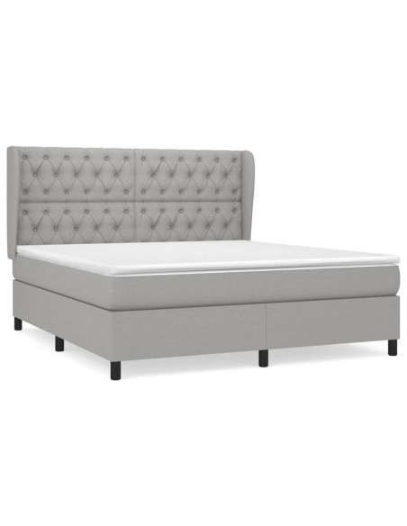 Giroletto a Molle con Materasso Grigio Chiaro160x200 cm Tessuto