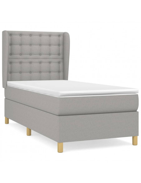 Giroletto a Molle con Materasso Grigio Chiaro 90x200 cm Tessuto