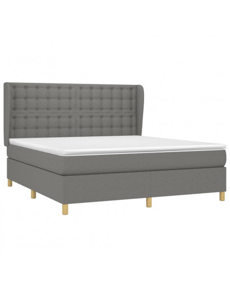 Giroletto a Molle con Materasso Grigio Scuro 180x200 cm Tessuto
