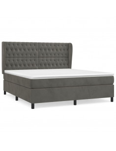 Giroletto a Molle con Materasso Grigio Scuro 160x200 cm Velluto 2