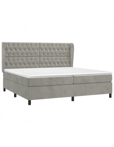 Giroletto a Molle con Materasso Grigio Chiaro 200x200cm Velluto