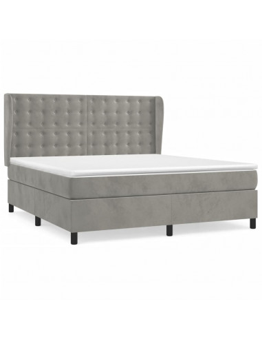 Giroletto a Molle con Materasso Grigio Chiaro 180x200cm Velluto