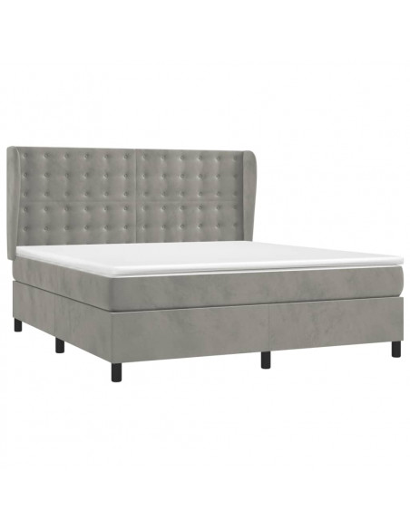 Giroletto a Molle con Materasso Grigio Chiaro 180x200cm Velluto
