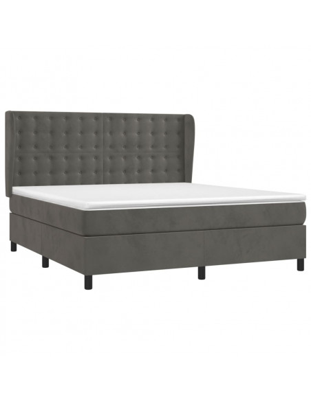 Giroletto a Molle con Materasso Grigio Scuro 180x200 cm Velluto