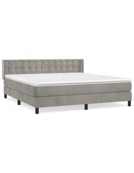 Giroletto a Molle con Materasso Grigio Chiaro 180x200cm Velluto