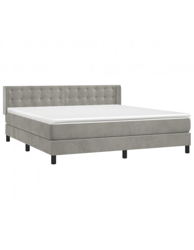 Giroletto a Molle con Materasso Grigio Chiaro 180x200cm Velluto