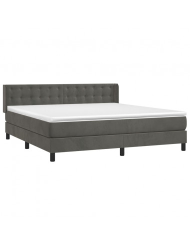 Giroletto a Molle con Materasso Grigio Scuro 180x200 cm Velluto