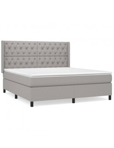 Giroletto a Molle con Materasso Grigio Chiaro160x200 cm Tessuto