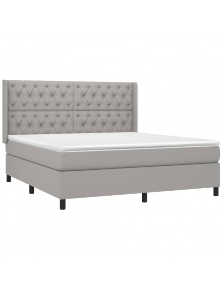 Giroletto a Molle con Materasso Grigio Chiaro160x200 cm Tessuto