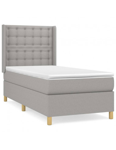 Giroletto a Molle con Materasso Grigio Chiaro 90x200 cm Tessuto