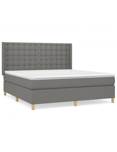 Giroletto a Molle con Materasso Grigio Scuro 180x200 cm Tessuto