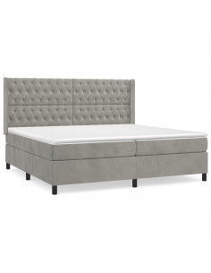 Giroletto a Molle con Materasso Grigio Chiaro 200x200cm Velluto 2