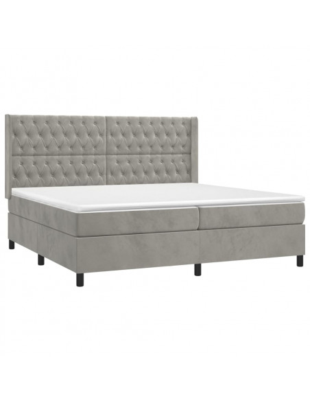 Giroletto a Molle con Materasso Grigio Chiaro 200x200cm Velluto