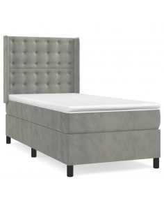 Giroletto a Molle con Materasso Grigio Chiaro 90x200 cm Velluto 2