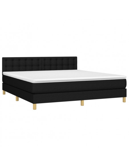 Letto a Molle con Materasso e LED Nero 180x200cm in Tessuto