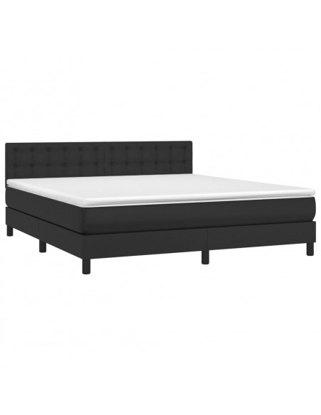 Giroletto a Molle con Materasso e LED Nero 180x200cm Similpelle