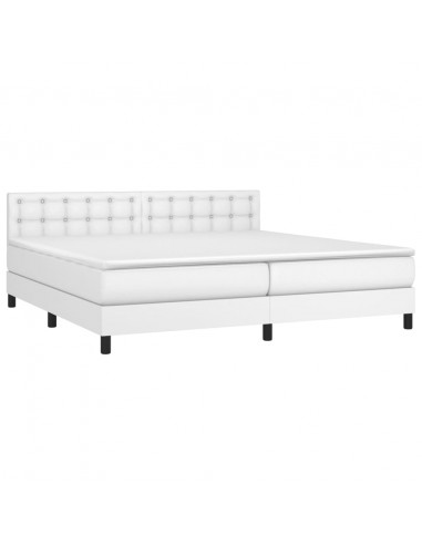 Giroletto Molle con Materasso e LED Bianco 200x200cm Similpelle