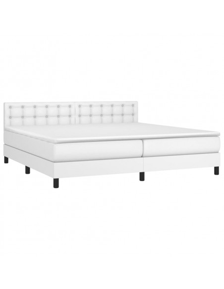 Giroletto Molle con Materasso e LED Bianco 200x200cm Similpelle