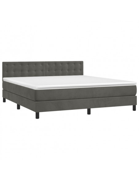 Letto a Molle con Materasso e LED Grigio Scuro 180x200 cm
