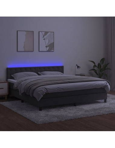Letto a Molle con Materasso e LED Grigio Scuro 180x200 cm