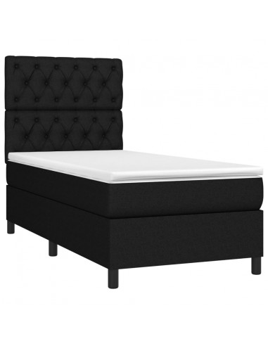 Letto a Molle con Materasso e LED Nero 80x200 cm in Tessuto