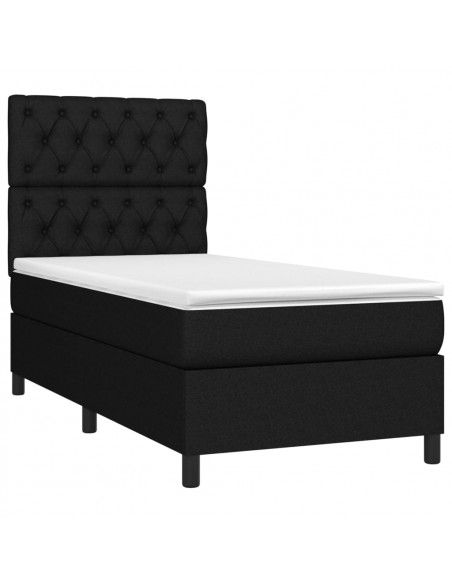 Letto a Molle con Materasso e LED Nero 80x200 cm in Tessuto