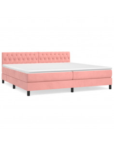 Giroletto a Molle con Materasso Rosa 200x200 cm in Velluto 2