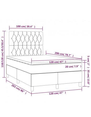 Giroletto a Molle con Materasso Blu Scuro 120x200 cm in Velluto