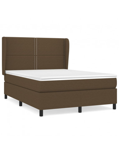 Giroletto a Molle con Materasso Marrone Scuro 140x190cm Tessuto