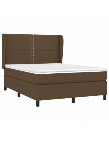 Giroletto a Molle con Materasso Marrone Scuro 140x190cm Tessuto