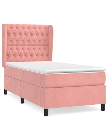 Giroletto a Molle con Materasso Rosa 100x200 cm in Velluto