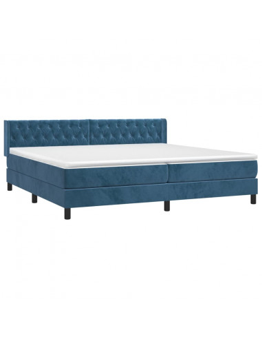 Giroletto a Molle con Materasso Blu Scuro 200x200 cm in Velluto