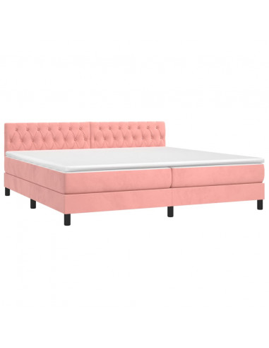 Letto a Molle con Materasso e LED Rosa 200x200 cm in Velluto