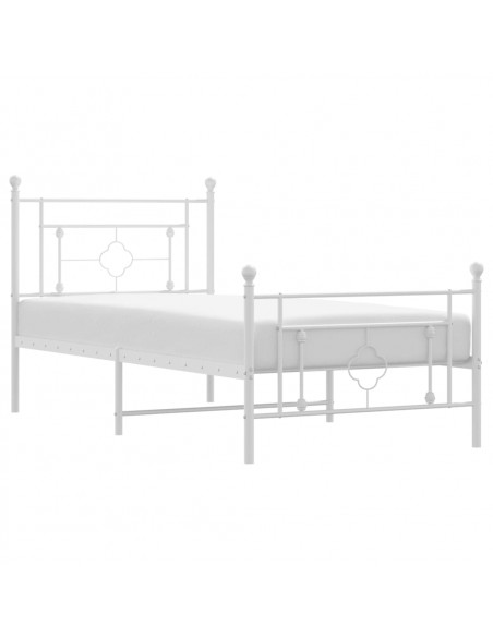 Giroletto con Testiera e Pediera Metallo Bianco 90x190 cm