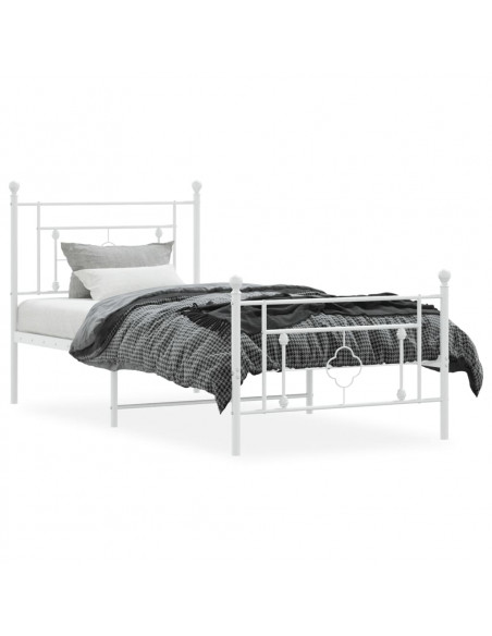 Giroletto con Testiera e Pediera Metallo Bianco 90x190 cm