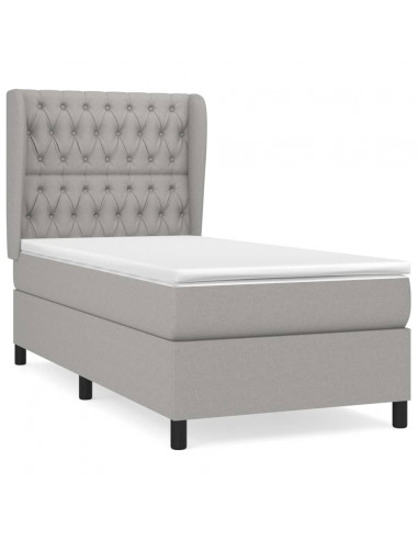 Giroletto a Molle con Materasso Grigio Chiaro 90x200 cm Tessuto