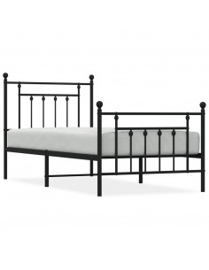 Giroletto con Testiera e Pediera Metallo Nero 90x200 cm 2