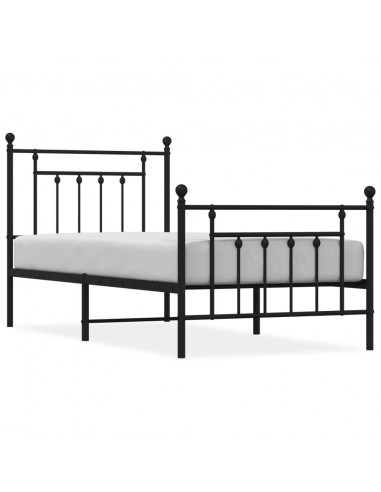 Giroletto con Testiera e Pediera Metallo Nero 90x200 cm