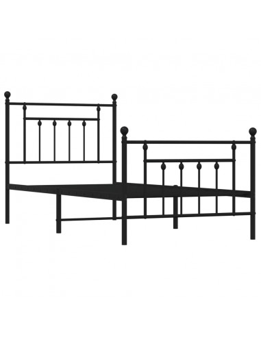 Giroletto con Testiera e Pediera Metallo Nero 90x200 cm