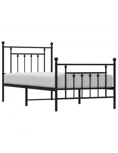 Giroletto con Testiera e Pediera Metallo Nero 90x200 cm