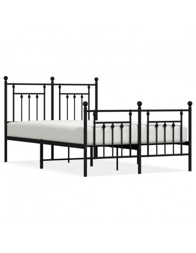 Giroletto con Testiera e Pediera Metallo Nero 120x190 cm