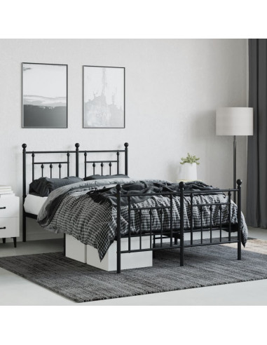 Giroletto con Testiera e Pediera Metallo Nero 120x190 cm